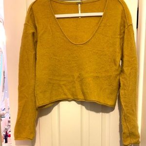 Yellow Free People cashmere sweater